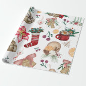 Ouderwetse bloemige Kerst Comfort Vakantie Seizoen Cadeaupapier (Uitgerold)