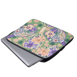 Ouderwetse bloemige pickleball-ontwerp laptop sleeve