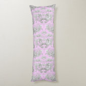 Ouderwetse bloemige roze toile de jouy Bruidsdouch Lichaamskussen (Achterkant (Verticaal))