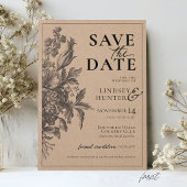 Ouderwetse Bloemige Rustieke Kraft Boho Monogram H Save The Date