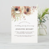 Ouderwetse bloemige waterverf herfst verjaardagsfe kaart (Staand voorkant)