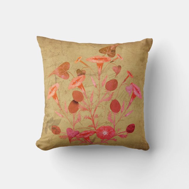 Ouderwetse bloemkussen met bloemenprint kussen (Voorkant)