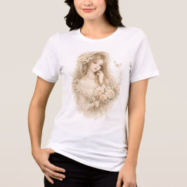 Ouderwetse bloemmotief Tri-Blend shirt