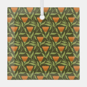 Ouderwetse bloempatroon met oranje tulpen  glas ornament