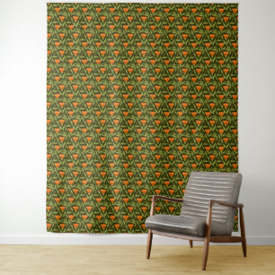Ouderwetse bloempatroon met oranje tulpen wandkleed