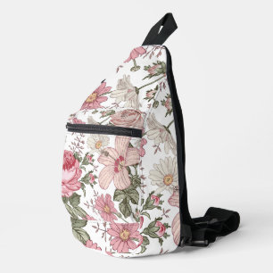 Ouderwetse bloempatroon met rozen sling bag