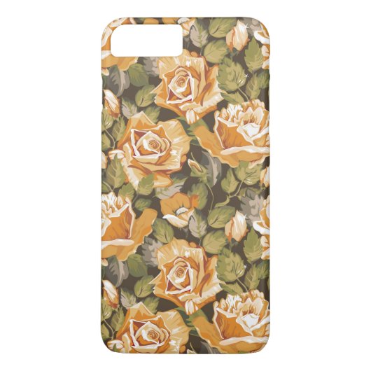 Ouderwetse bloempatroon van gele rozen Case-Mate iPhone case (Achterkant)