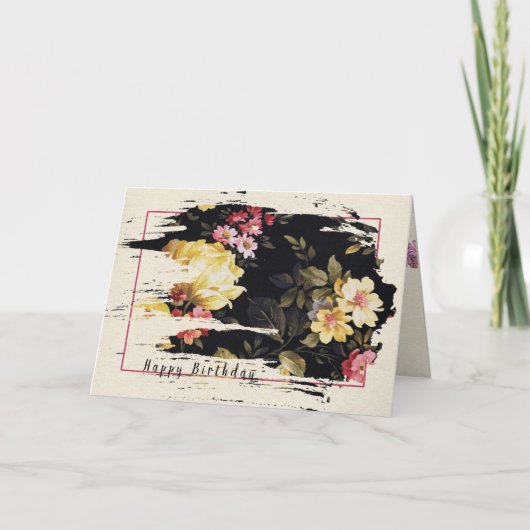 ouderwetse bloempatroon voor verjaardag kaart (Voorkant)