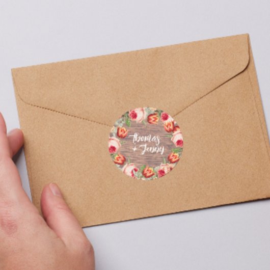 Ouderwetse bloemrijke rustieke boerderij schuur br ronde sticker