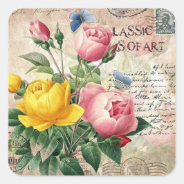 Ouderwetse bloemrozen elegante sticker