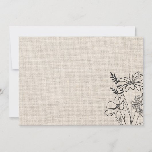 Ouderwetse bloemrustiek bedankkaart (Achterkant)