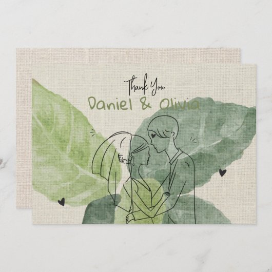 Ouderwetse bloemrustiek bedankkaart (Voorkant / Achterkant)