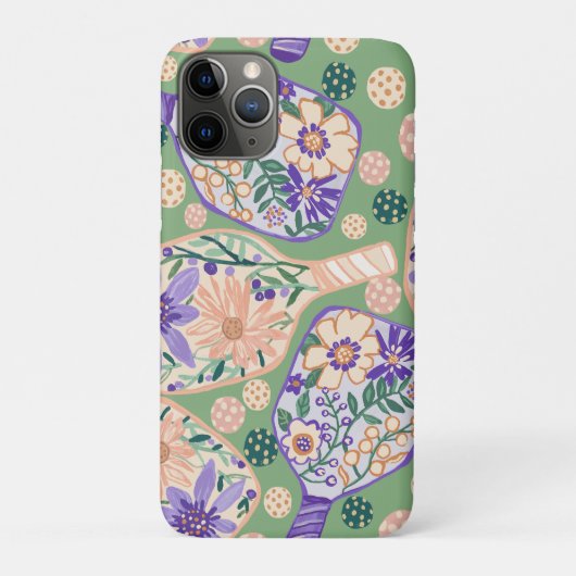 Ouderwetse bloemschildering voor pickleball Case-Mate iPhone case (Achterkant)