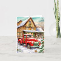 Ouderwetse boerderij kerstkaart vrolijk kerstfeest