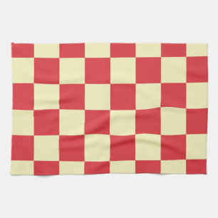 Ouderwetse boerderij rood en crème geruit theedoek