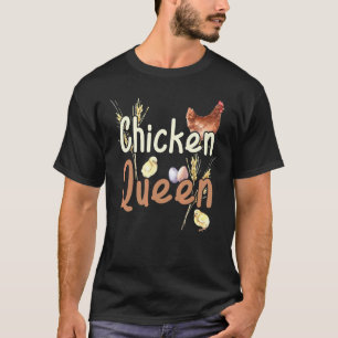 Ouderwetse boerderij waterverf Kippenkoningin T-shirt