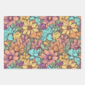 Ouderwetse Boho Bloemige Trouwdag Verjaardag Inpakpapier Vel (Voorkant 3)