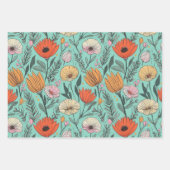 Ouderwetse Boho Bloemige Trouwdag Verjaardag Inpakpapier Vel (Voorkant)