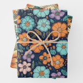 Ouderwetse Boho Bloemige Trouwdag Verjaardag Inpakpapier Vel (In situ)