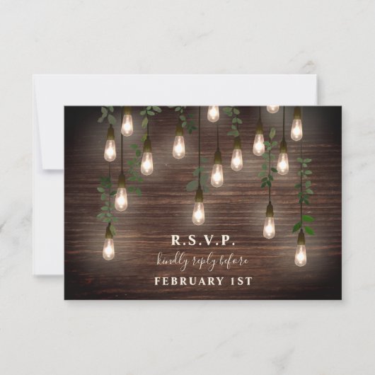 Ouderwetse Bollen Rustieke Hout Botanische Trouw  RSVP Kaartje (Voorkant)