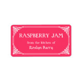 Ouderwetse Border Raspberry Jam Jar Label (Voorkant)