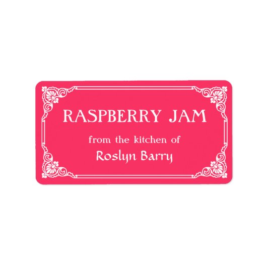 Ouderwetse Border Raspberry Jam Jar Label (Voorkant)