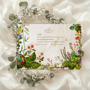 Ouderwetse Bosbes Bruiloft RSVP Kaartje