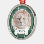 Ouderwetse bosgroene kerstplakkaat kat metalen ornament (Links)