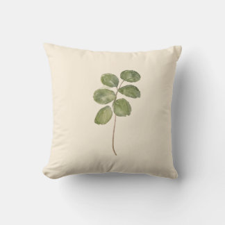 Ouderwetse botanische aquarel ronde bladeren crème kussen