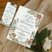 Ouderwetse botanische babyshower uitnodiging