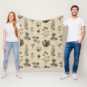 Ouderwetse botanische bloempatroon (11) fleece deken