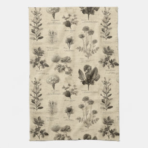 Ouderwetse botanische bloempatroon (11) theedoek