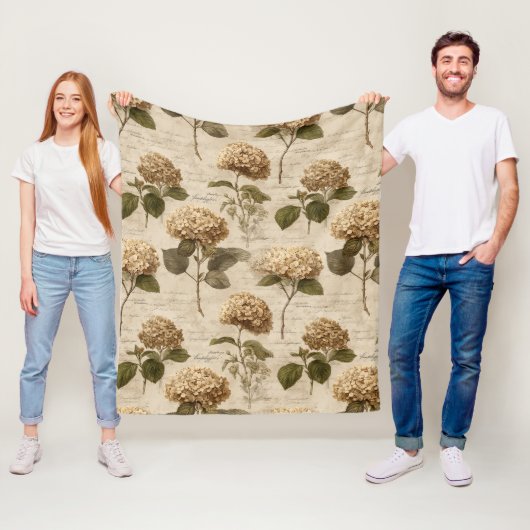 Ouderwetse botanische bloempatroon (1) fleece deken (In situ)