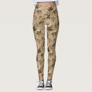 Ouderwetse botanische bloempatroon (1) leggings