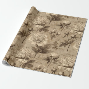 Ouderwetse botanische bloempatroon (2) cadeaupapier