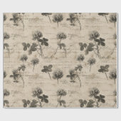 Ouderwetse botanische bloempatroon (3) cadeaupapier (Vlak)
