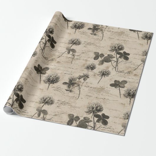 Ouderwetse botanische bloempatroon (3) cadeaupapier (Uitgerold)