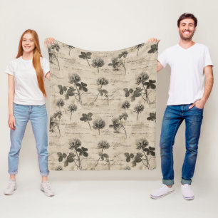 Ouderwetse botanische bloempatroon (3) fleece deken