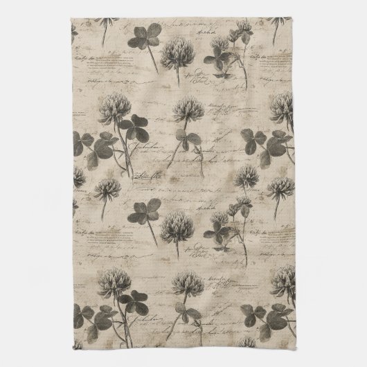 Ouderwetse botanische bloempatroon (3) theedoek (Verticaal)
