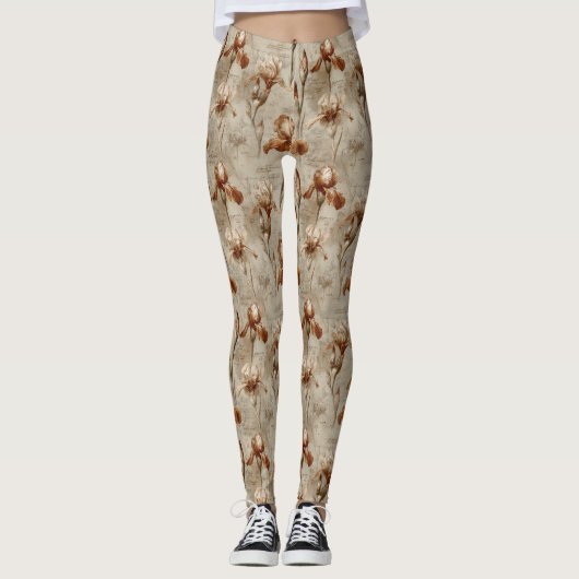 Ouderwetse botanische bloempatroon (5) leggings (Voorkant)