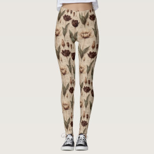 Ouderwetse botanische bloempatroon (6) leggings