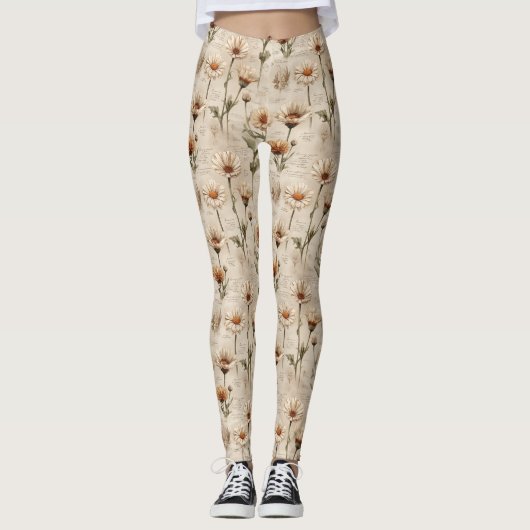 Ouderwetse botanische bloempatroon (7) leggings (Voorkant)