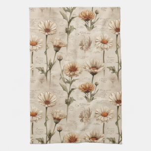 Ouderwetse botanische bloempatroon (8) theedoek