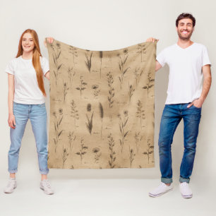 Ouderwetse botanische bloempatroon (9) fleece deken
