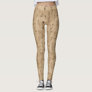 Ouderwetse botanische bloempatroon (9) leggings