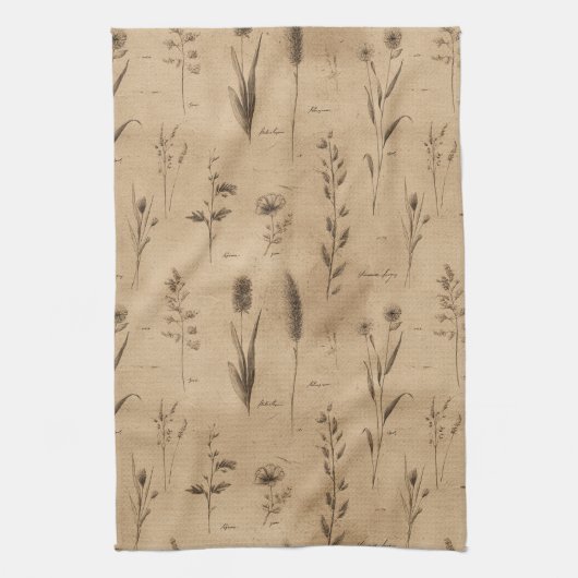 Ouderwetse botanische bloempatroon (9) theedoek (Verticaal)