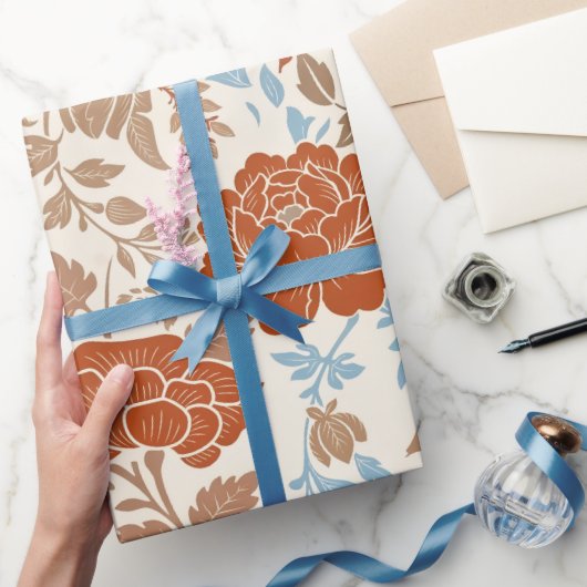 Ouderwetse Botanische Boho Bloemmotief Cadeaupapier (Geschenken)