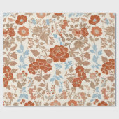 Ouderwetse Botanische Boho Bloemmotief Cadeaupapier (Vlak)