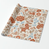 Ouderwetse Botanische Boho Bloemmotief Cadeaupapier (Uitgerold)