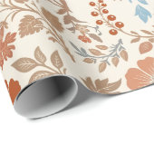 Ouderwetse Botanische Boho Bloemmotief Cadeaupapier (Rol Hoek)